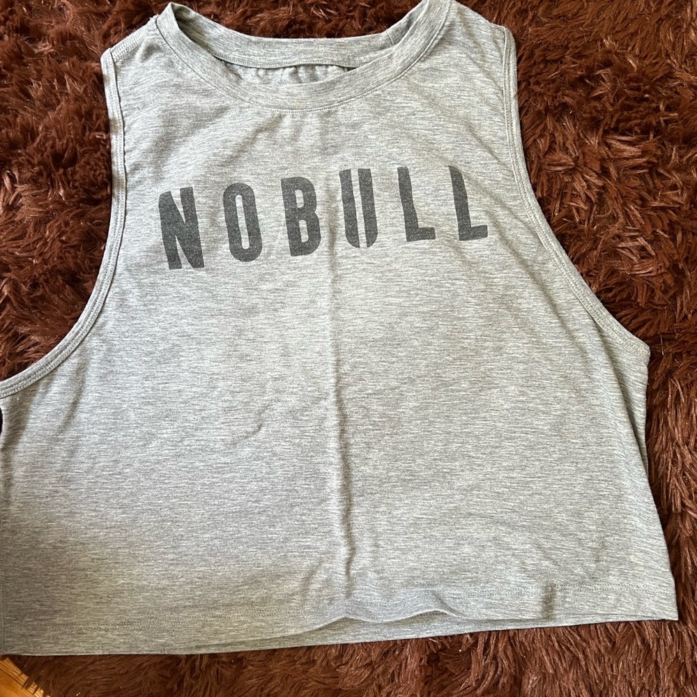 No bull crop tank top size medium heather grey